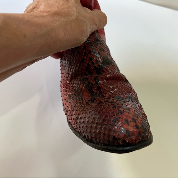 Vintage Olathe Handmade Boots Size 5 B GORGEOUS Red Snakeskin - Picture 8 of 16